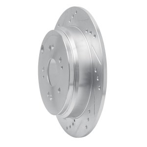 Acura RDX Brake Rotor (1) - Rear Left - R1 Concepts - Drilled & Slotted - Silver - `05-`18